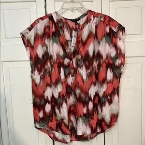 Abstract Print Women's Top - Red and White